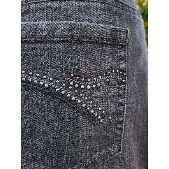 Gloria Vanderbilt Dark Wash Denim Black White Cotton Peasant Reconstructed Skirt - Picture 6 of 9